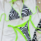 CY APPLE Zebra Print Halter Neck Bikini Set
