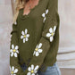 Flower Distressed Long Sleeve Sweater