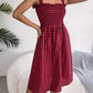 Frill Plaid Square Neck Midi Dress