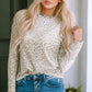 AuroraBlissX Round Neck Leopard Print Long Sleeve Tee