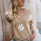 Flower Distressed Long Sleeve Sweater