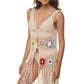 One Size Openwork Fringe Detail Embroidery Sleeveless Cover-Up