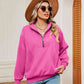 Full Size Half-Zip Dropped Shoulder Sweatshirt