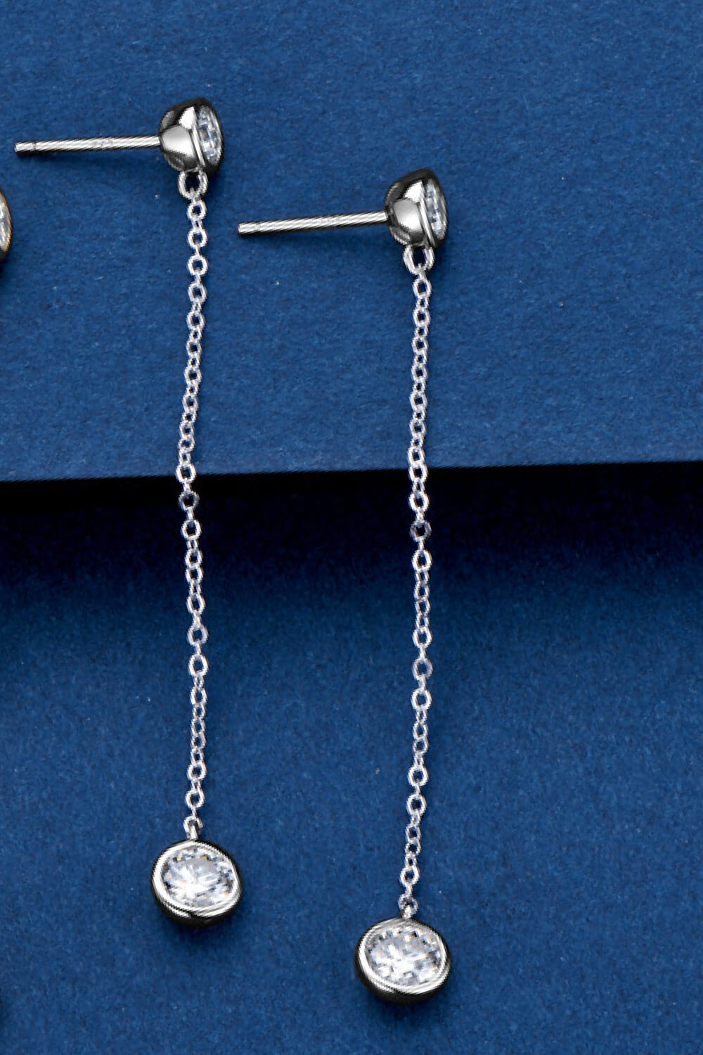 Moissanite Chain Earrings in Gold or Silver