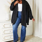 HEYSON Full Size Open Front Black Cardigan with Scarf Design