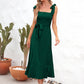 Square Neck Tie Strap Midi Dress