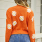 Malibu Dreams Flower Pattern Round Neck Short Sleeve Pullover Sweater