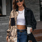 Collared Neck Contrast Color Dropped Shoulder Shirt