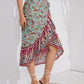 Full Size Tie Waistband Flounce Hem Midi Skirt