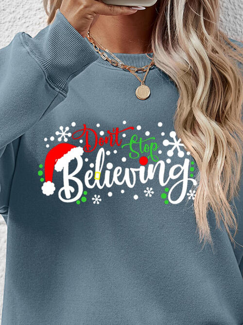 CHRISTMAS THEMED Letter Graphic Long Sleeve Sweatshirt