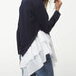 Tiered Contrast Round Neck Long Sleeve T-Shirt