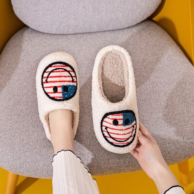 Melody Smiley Face American Flag Slippers