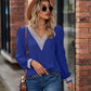 V-Neck Lace Detail Long Sleeve Top