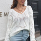 TrendiStyles Openwork V-Neck Dropped Shoulder Sweater 🦋