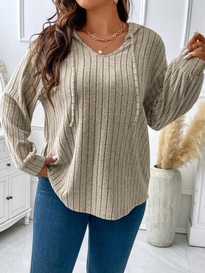 Women's BeautyEve Plus Size Drawstring Dropped Shoulder Hooded T-Shirt