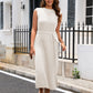 Sleeveless Round Neck Slit Sweater Dress