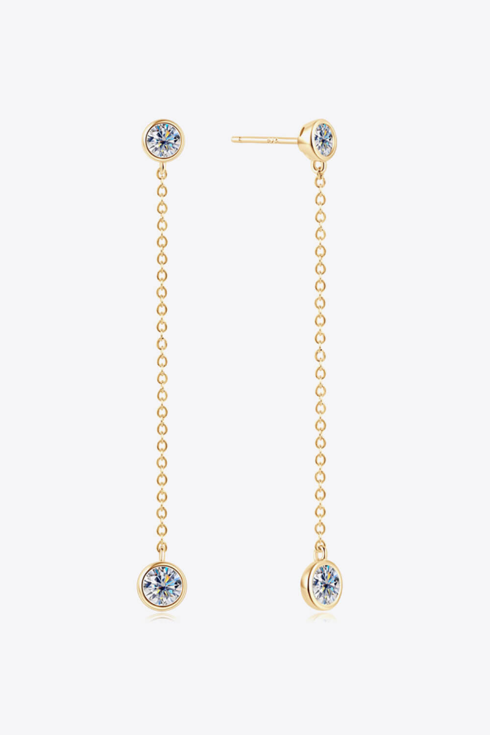 Moissanite Chain Earrings in Gold or Silver