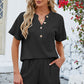 Adryane Jay Notched Button Detail Dropped Shoulder Top and Shorts Set