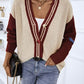 Contrast Button Up Dropped Shoulder Cardigan