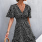Women's Printed Smocked Waist Layered Surplice Dress