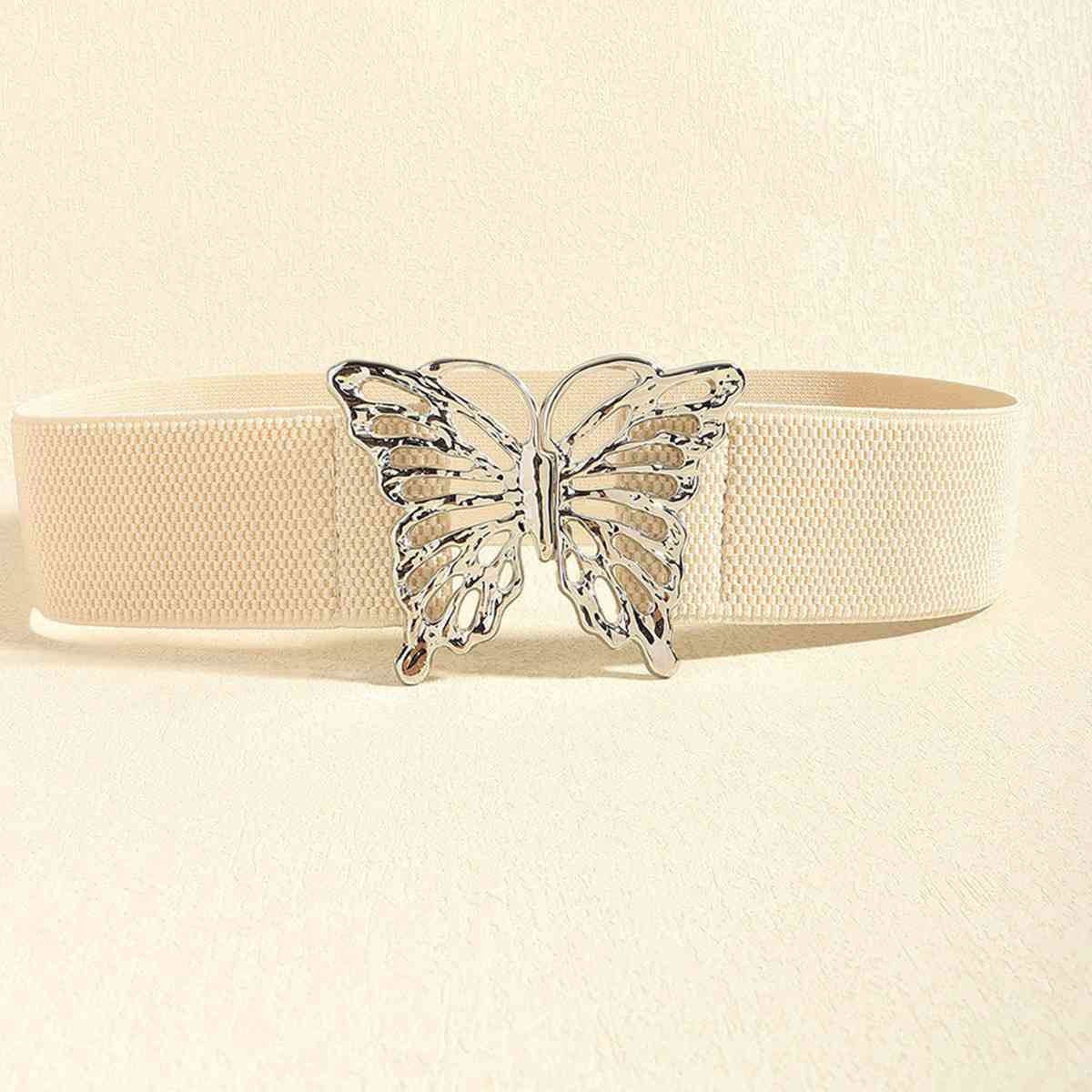 Chic Woman Butterfly Alloy Buckle Elastic Belt