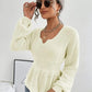 Notched Dropped Shoulder Knit Top