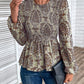Smocked Printed Balloon Sleeve Blouse