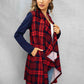 Deep Red Plaid Open Front Cardigan