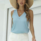 Women's Pastel Blue Basic V-Neck Tank