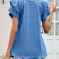 Layered Flutter Sleeve V-Neck Top