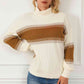 CozyWonders Contrast Turtleneck Cream Long Sleeve Sweater