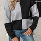 Textured Color Block Round Neck Sweatshirt