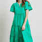 HEYSON Full Size Cotton Poplin Ruffled Tiered Midi Dress