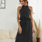 Full Size Drawstring Open Back Slit Sleeveless Dress