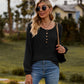 Full Size Round Neck Button-Down Long Sleeve Tee