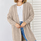 Cable-Knit Open Front Dropped Shoulder Cardigan