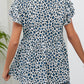 Leopard Round Neck Flutter Sleeve Babydoll Blouse
