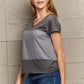 Simply Grays Striped V-Neck Short Sleeve T-Shirt