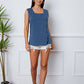 Square Neck Decorative Button Tank