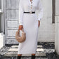 Decorative Button Notched Dropped Shoulder Sweater Dress