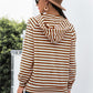 Horizontal Stripe Raglan Sleeve Hoodie