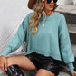 Round Neck Dropped Shoulder Pullover Sweater