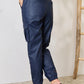 Kancan High Waist Faux Leather Cargo Joggers