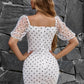EillyBazar Polka Dot Zip-Back Mini Dress