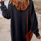 SEASONAL FALL Pumpkin Print Dropped Shoulder Black Sweatshirt