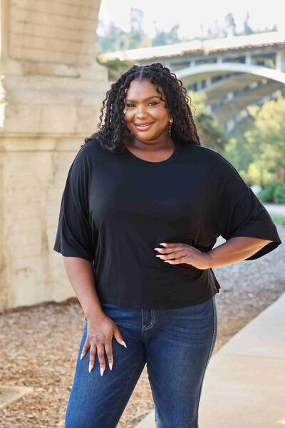 Basic Bae Full Size Round Neck Drop Shoulder T-Shirt *