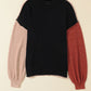 Contrast Round Neck Dropped Shoulder Sweater