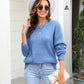 Malibu Dreams Hannah&Mea Round Neck Ribbed Long Sleeve Sweater