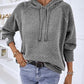 LoversLane Texture Drawstring Long Sleeve Hooded Sweater