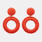 Round Shape Raffia Grass Dangle Earrings